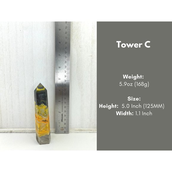 Bumblebee Jasper Tower - 5" Natural Bumblebee Jasper - Bumble Bee Jasper Point - Picture 4 of 7